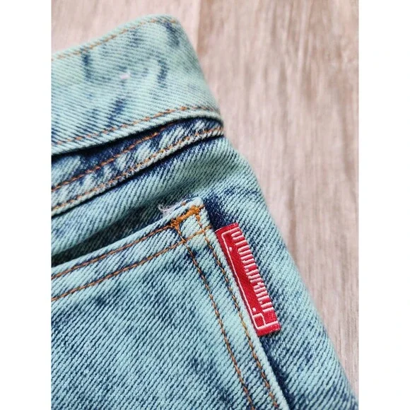 Studbaker Blue Acid Wash Denim Jean Mini Skirt Pockets Sz 15/16 EUC Classic - Picture 3 of 9